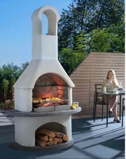 Brand new patio concrete chimney