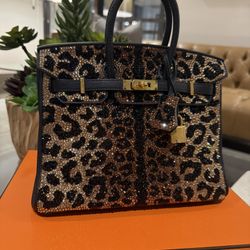 HERMES BIRKIN 25 NEW RARE Swarovski  crystals handmade 