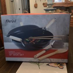 14 inch Wok  set 5 piece preseasoned