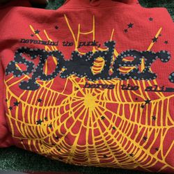 Brand New Sp5der P*NK V2 Hoodie Red size M 