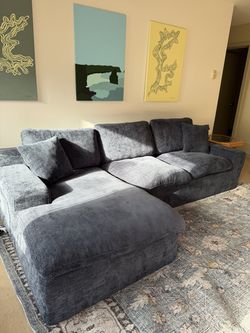 L Shaped Sectional Sofa with Chenille Fabric