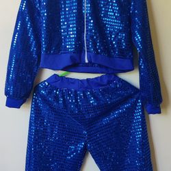 Children Girls Sequins Hip hop Costume Street Dance Clothing Set

-Size 8