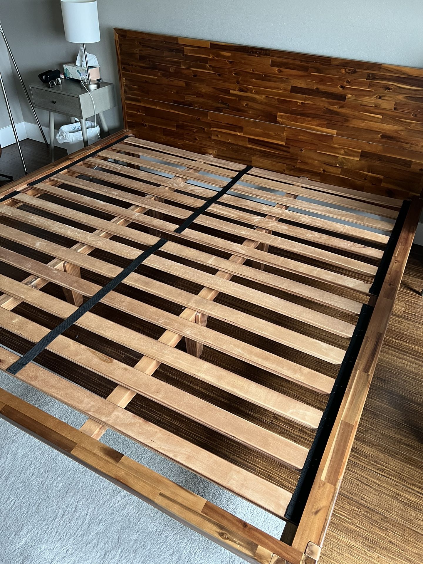 Silk and Snow Wooden Bed Frame with Headboard - Cortado, King