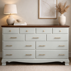 Solid Wood Dresser – Walnut Top & Designer Hardware