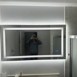 55 X 30 Heated Bathroom Mirror With Accent Lighting