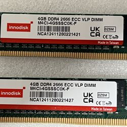 INNODISK RAM 8GB Kit (2x4GB) DDR4 2666MHz ECC VLP DIMM RAM Desktop Memory (NEW)