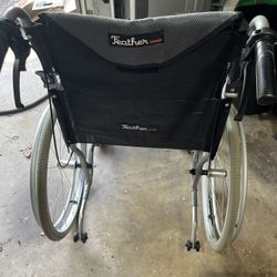 FeatherMobility Folding Wheelchair - Black; Lightweight - Only 13.5 Lbs! In Great Condition!