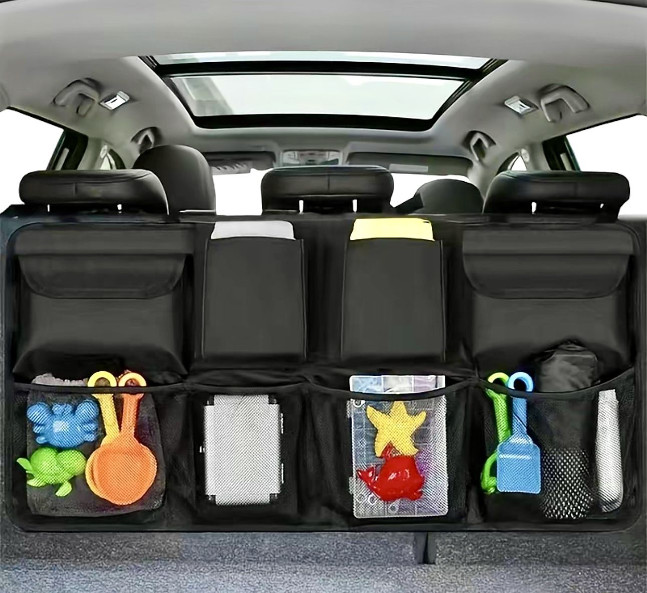 Car Backseat Organizer, Multipurpose Adjustable Rear Seat Storage Bag,