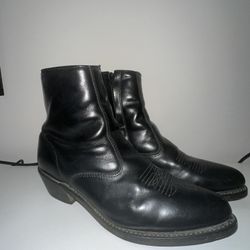 Vintage Laredo Ankle Boots Mens 11.5 EW Black Leather Zip Cowboy Western Outdoor
