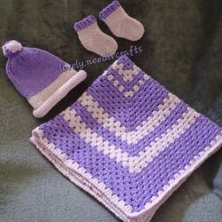 Baby Blanket, Blanket, 3 pc Set with hat and socks