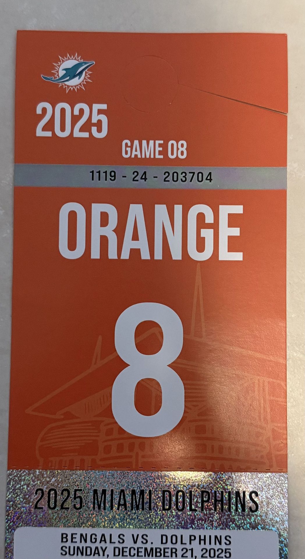 Orange Parking Pass - SNF - Dolphins vs Bengals 12/21/25