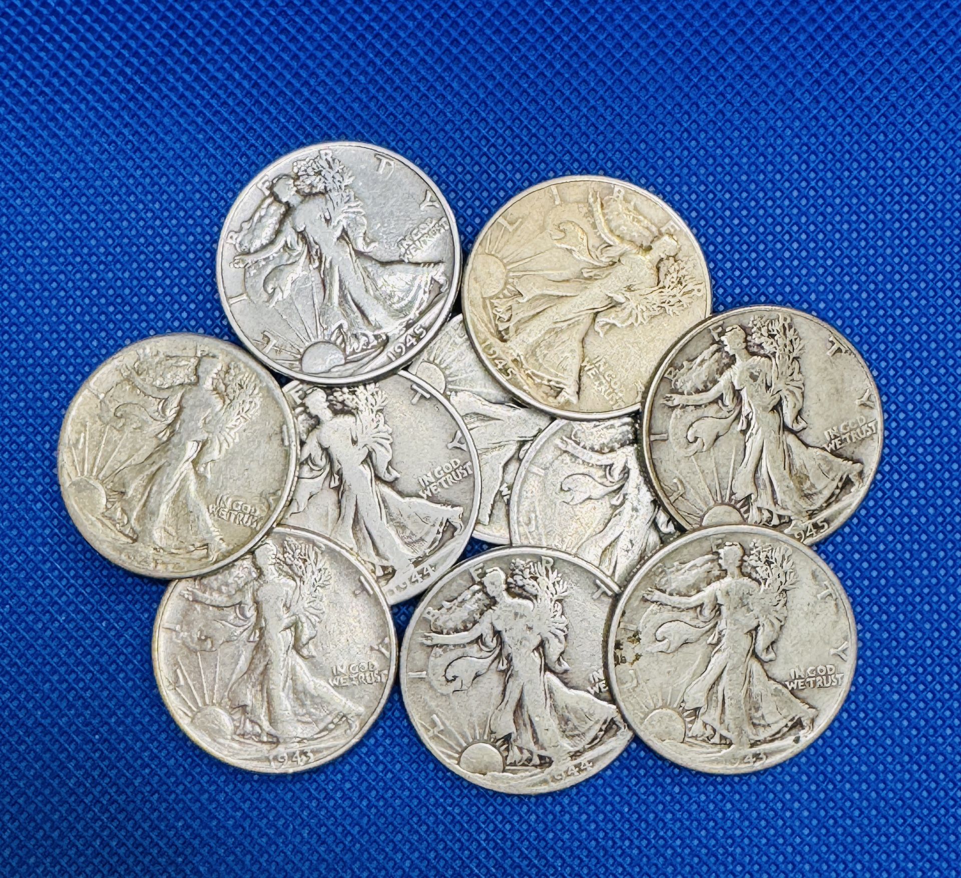 10 Walking Liberty Half Dollars 90% Silver