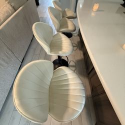 Adjustable Swivel Modern Bar Stools with Backs,Cream - Set of 4