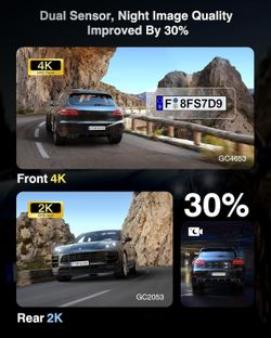 4K+2K Dash Cam Front and Rear, Dash Camera for Cars 2 Channel, 64GB Card Include 