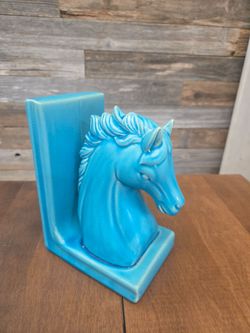 Ceramic Turquoise Horse Bookend