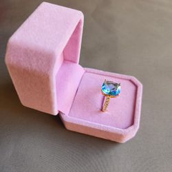 1pc Blue Glass Eternal Love CZ Diamond 