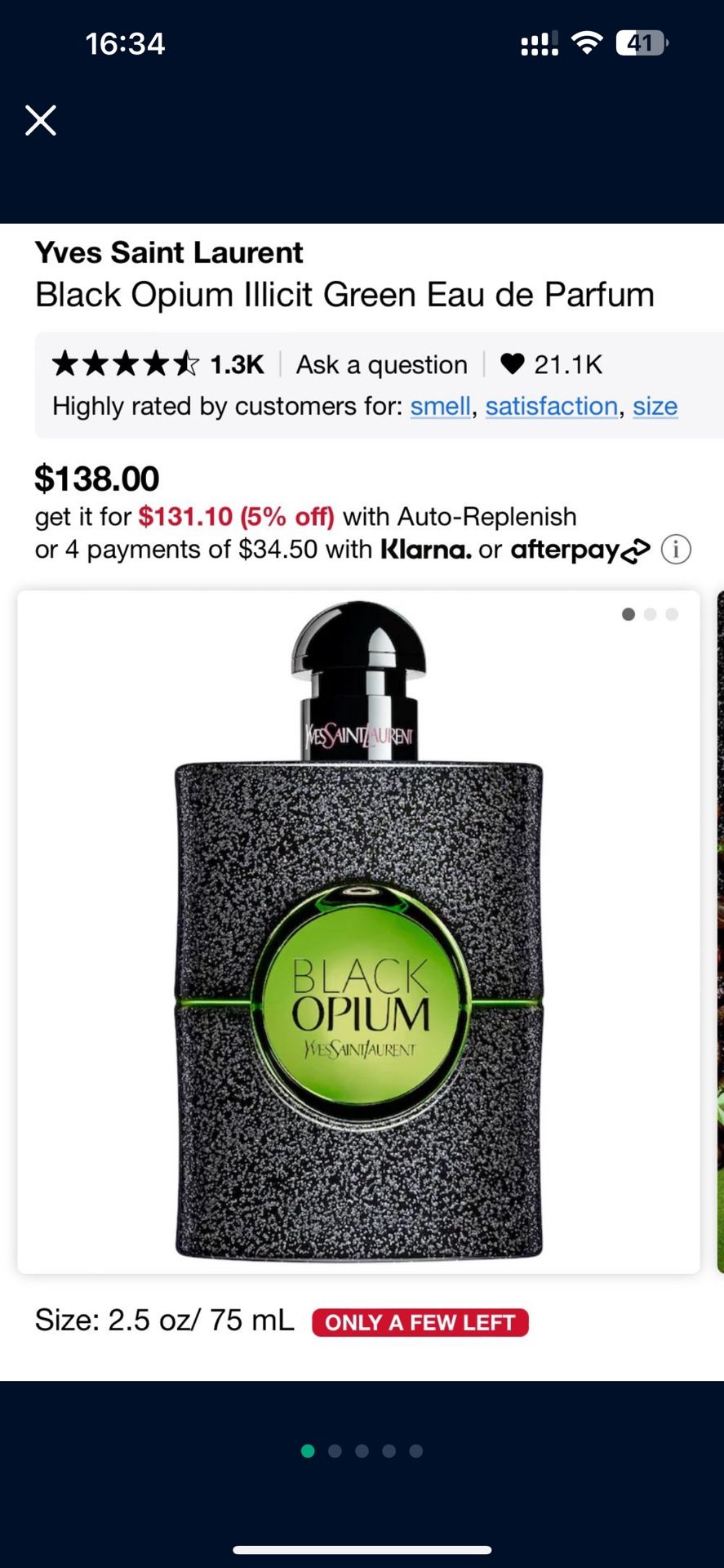 New New YSL Black Opium Illcit Green 75ml
