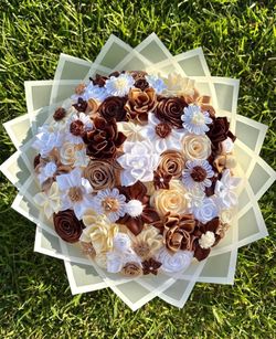 Fall Themed Handmade Ribbon Flower Bouquet
