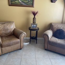 Oversized Brown Leather Chairs