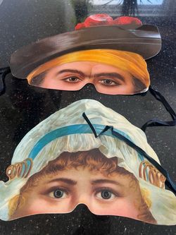 VTG 2 Facsimile Victorian Masks by H&P Decorations England