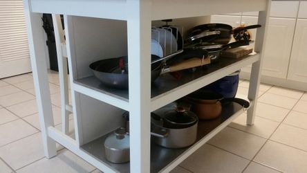 IKEA STENSTORP Kitchen island, white, oak, stainless steel IKEA STENSTORP Kitchen island, white, oak, stainless steel
