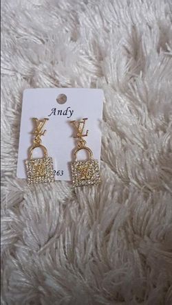 Gold  Lock Drop Earrings