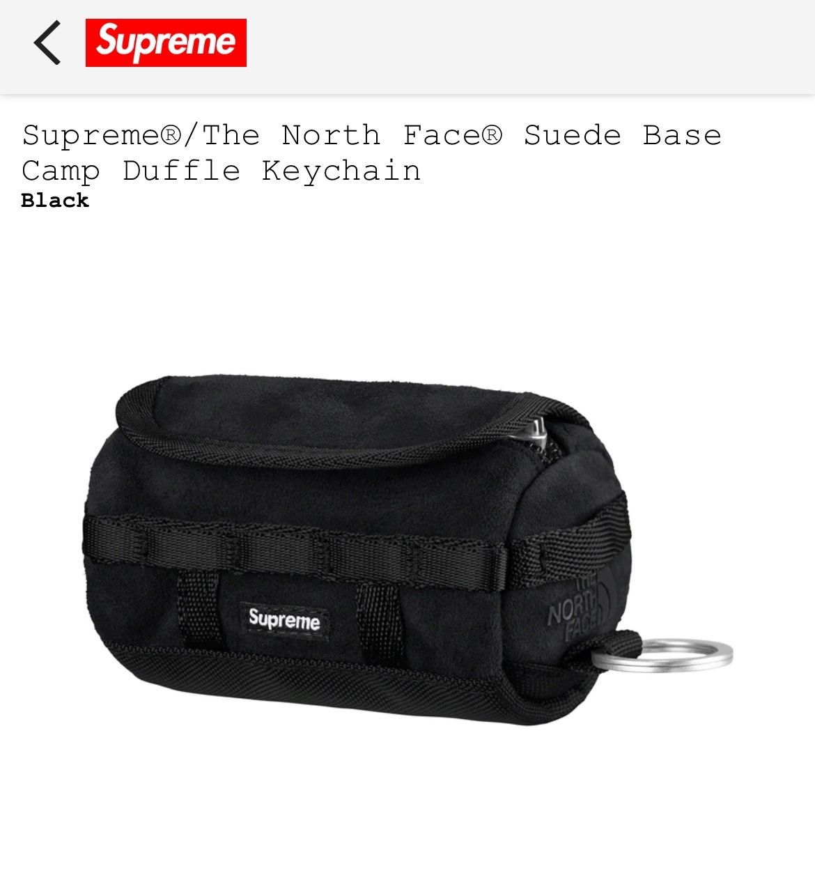 Supreme®/The North Face® Suede Base Camp Duffle Keychain Black