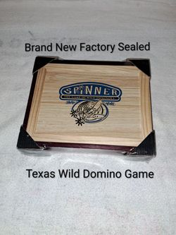 Brand New Factory Sealed Spinner Texas Wild Domino Game In Wooden Storage Box