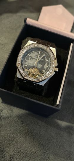 Automatic Skeleton Watch with Crystal Bezel