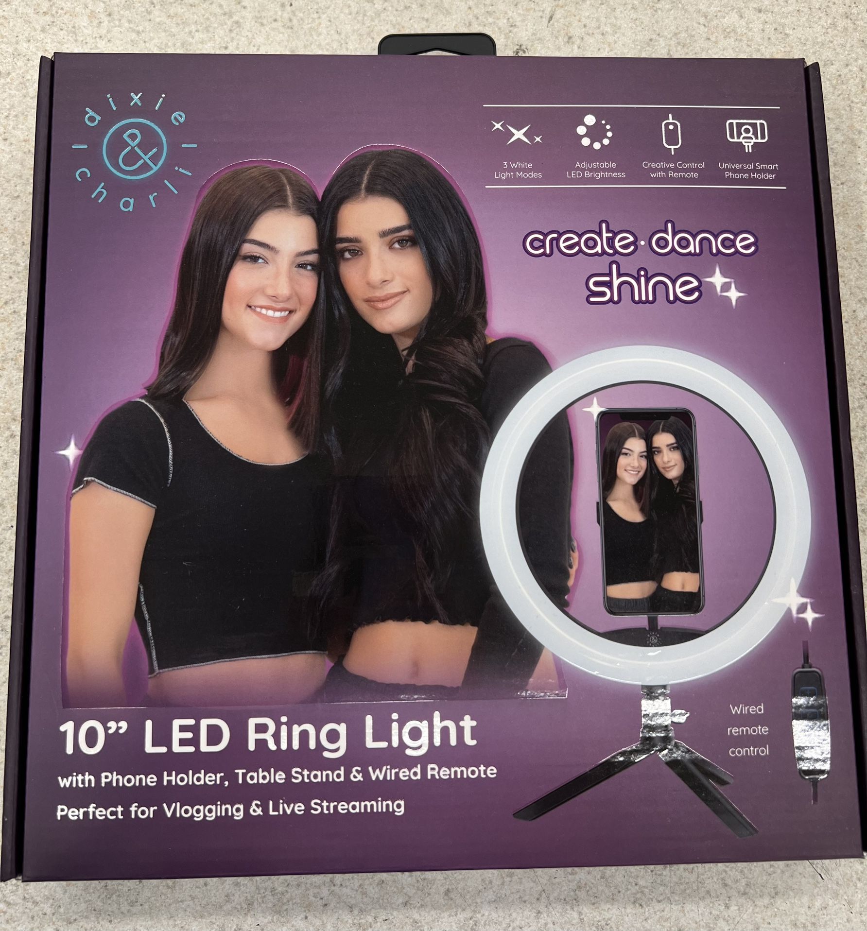 10”LED Ring Light With Phone Holder ,table Stand And Wired Remote 