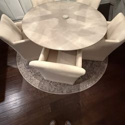 Elena Linen Upholstered Rolling Dining Armchair