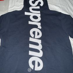 🔥 Navy Supreme Satin Appliqué Hoodie Small & Medium 
