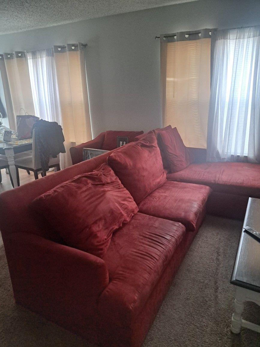 Red Couch And Chair Set