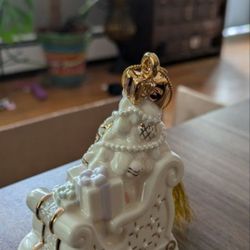 Lenox Christmas Ornament Sleigh-Gold Club - w/Original Box & Tissue