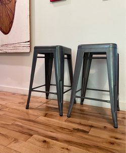 2 metal stools