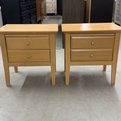 2 Matching Natural Wood Nightstands/ Nightstand Set / End Tables / Side Tables 