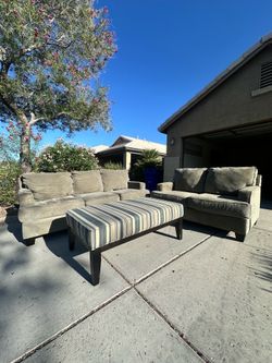 Ashley’s Furniture- Couch Set With Ottoman