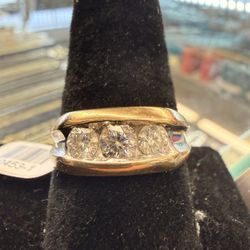 14KT Gold  Band W/ Channeled Diamonds 40453-1