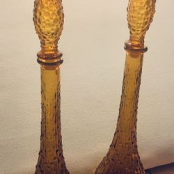 Mid Century Empoli Hobnail Glass Decanter 