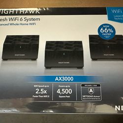NETGEAR Nighthawk Dual-Band WiFi 6 Mesh System, 3Gbps, Router + 2 Satellites (MK73S-100NAS)