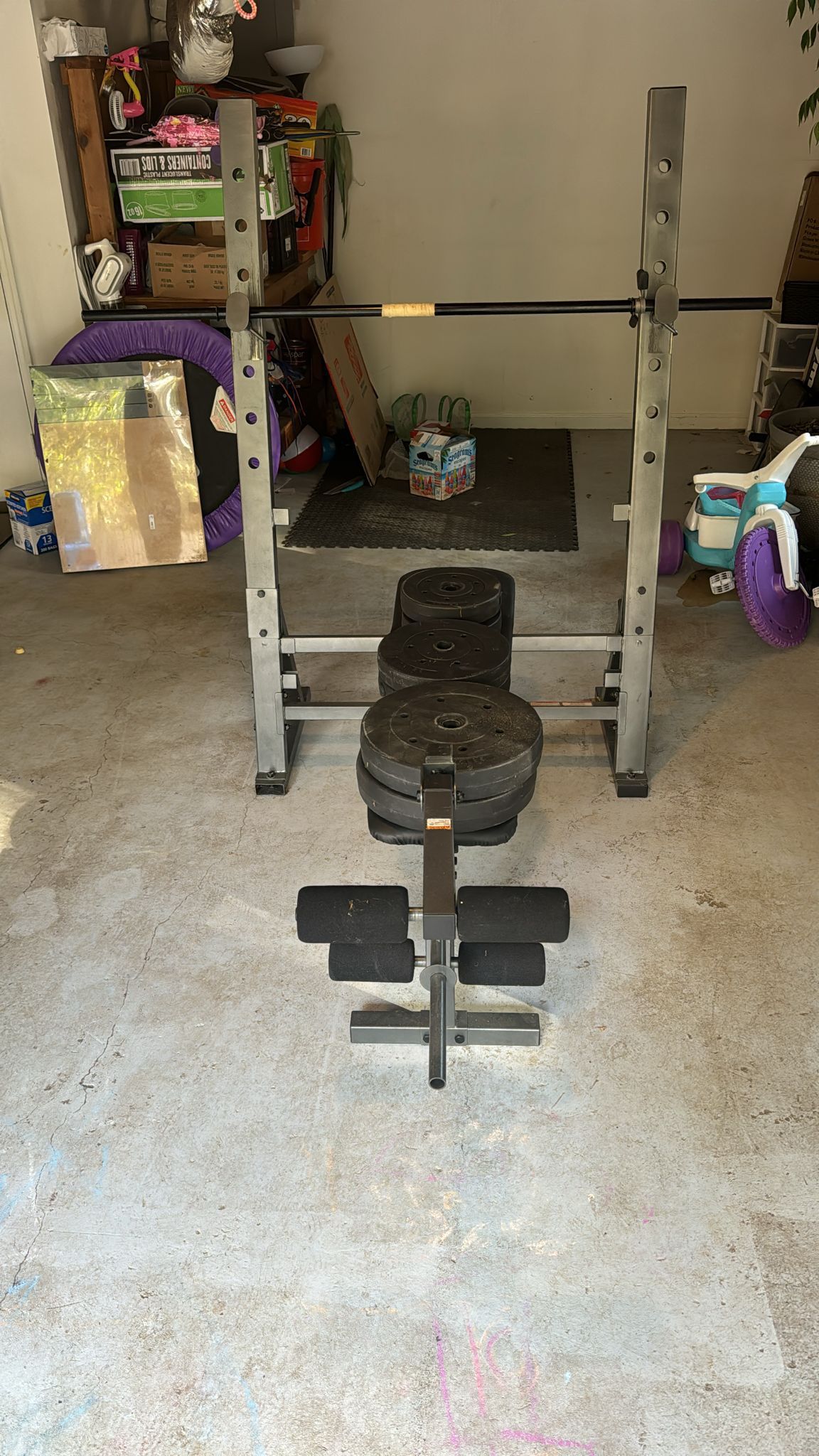 Gym Bench With Bar Weights