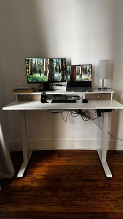 Height Adjustable White Standing Desk