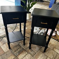 Nightstand  End Tables With Charging Station Shelves And Drawers