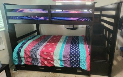 Bunk bed with drawers stairs and pullout drawer