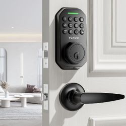 Black Keyless Entry Door Lock Deadbolt Handle Set Smart Locks Front Door Lever Handles Auto Locking