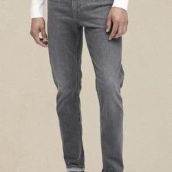 NEW BANANA REPUBLIC SLIM RAPID MOVEMENT DENIM JEAN (SLATE GRAY WASH), SIZE 32/34 SLIM  *  customer favorite Rapid Movement De