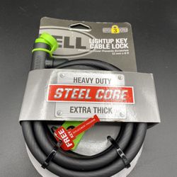 Bell Bicycle Lock With Light up Key Cable Lock - Heavy Duty Steel Core 6’x12mm