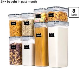 Airtight Food Storage Containers with Lids, 8 PCS
BPA-Free Kitchen Organizers with Lids, For Flour, Sugar & Cereal, Plastic Dry Food Canisters, Pantry