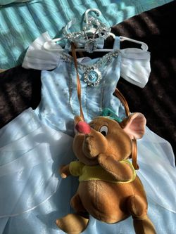 Cinderella Costume 4T With Gus Gus Purse(sold) And Crown