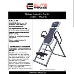 Elite fitness inversion table manual sale